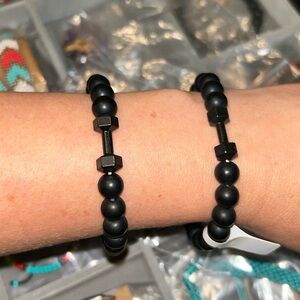 ‼️SOLD‼️Black Barbell Beaded Bracelets (2 BOTH)